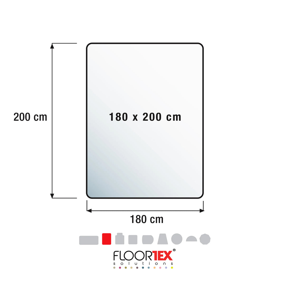 Technische Zeichnung der Bodenschutzmatte ULTIMAT XXL mit 180 x 200 cm von Floortex