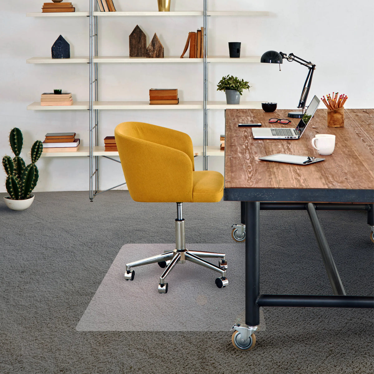Rechteckige Bodenschutzmatte ADVANTAGEMAT aus transparentem Vinyl für Teppichböden von Floortex
