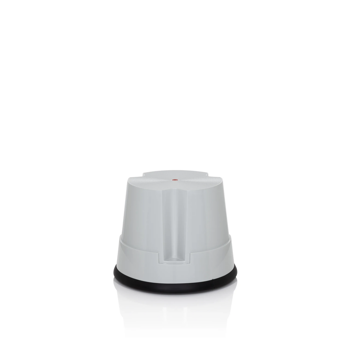 Grauer Tritthocker TIO-S mit rutschfestem schwarzen Bodenring von hjh OFFICE – 360-Grad-Ansicht (Frontansicht 0°)