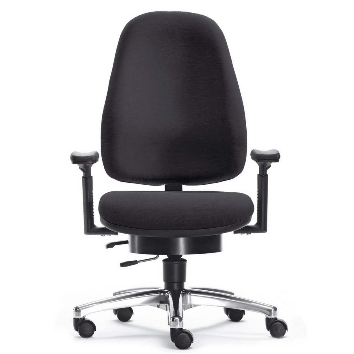 High-End-Bürostuhl ZERO 67 mit schwarzem Stoffbezug und glänzendem Fußkreuz von Sitwell Steifensand
