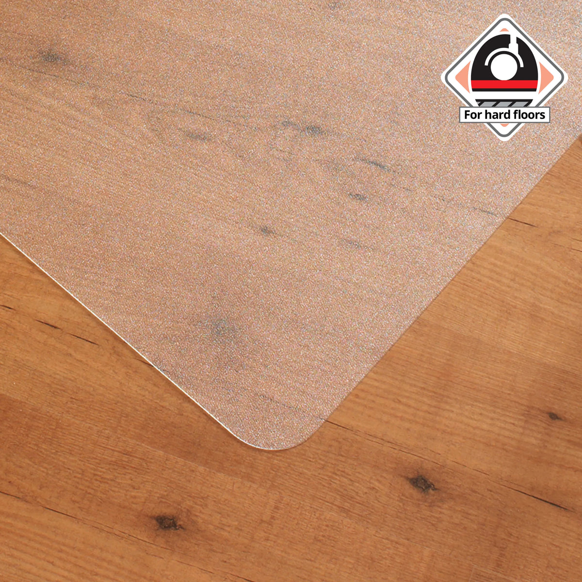 Transparente Bodenschutzmatte ULTIMAT XXL aus Polycarbonat auf einem Holzboden von Floortex