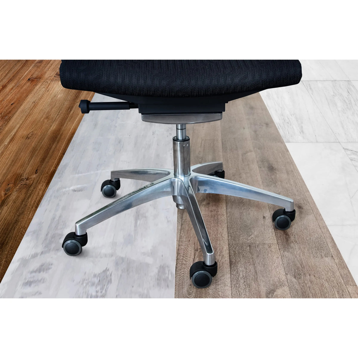 Fünfstrahlkreuz mit schwarzen Stuhlrollen 5x ROLO No-Noise 11mm/50mm für Hartböden von hjh OFFICE