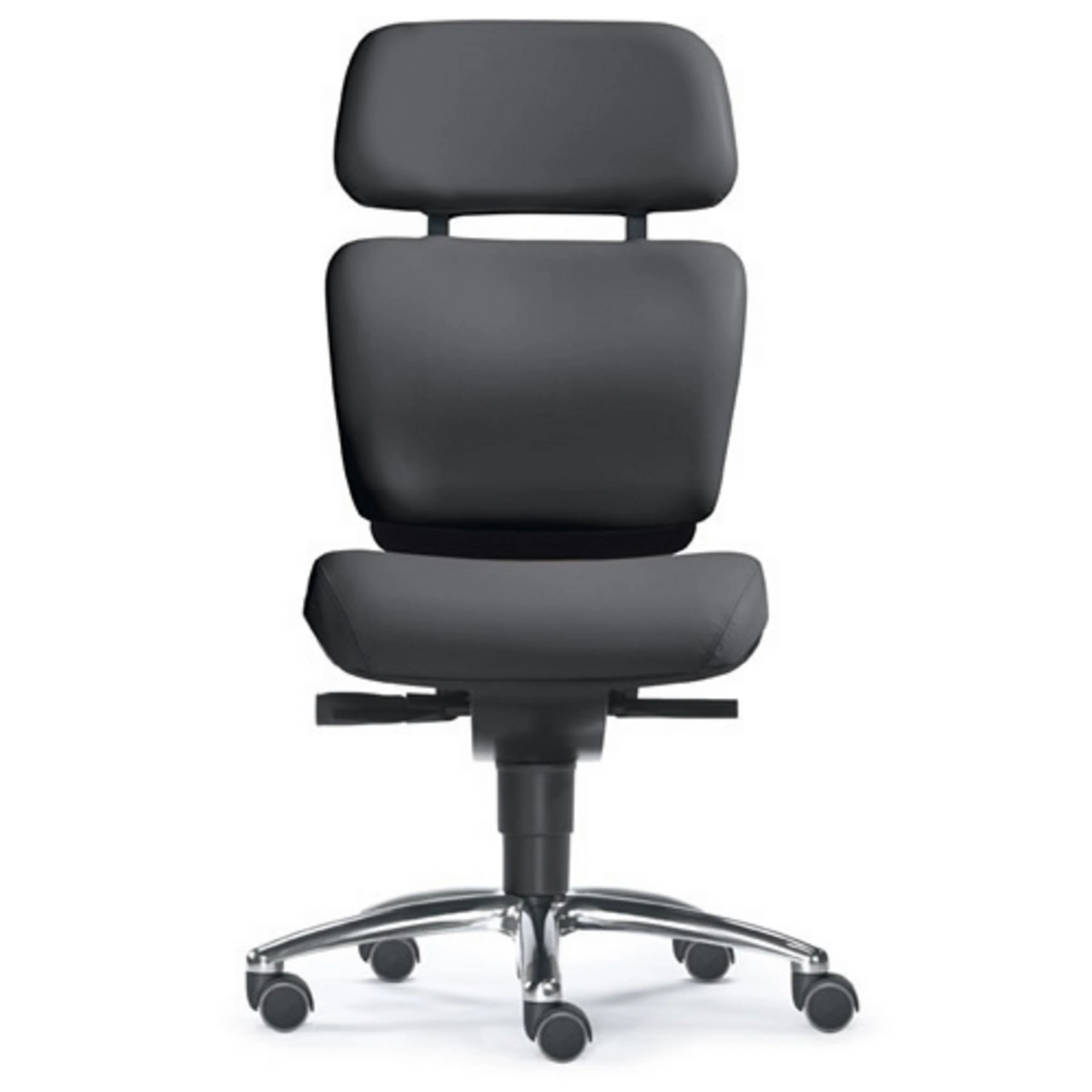 High-End-Bürostuhl ZERO 53 mit schwarzem Bezug und glänzendem Sternfuß von Sitwell Steifensand