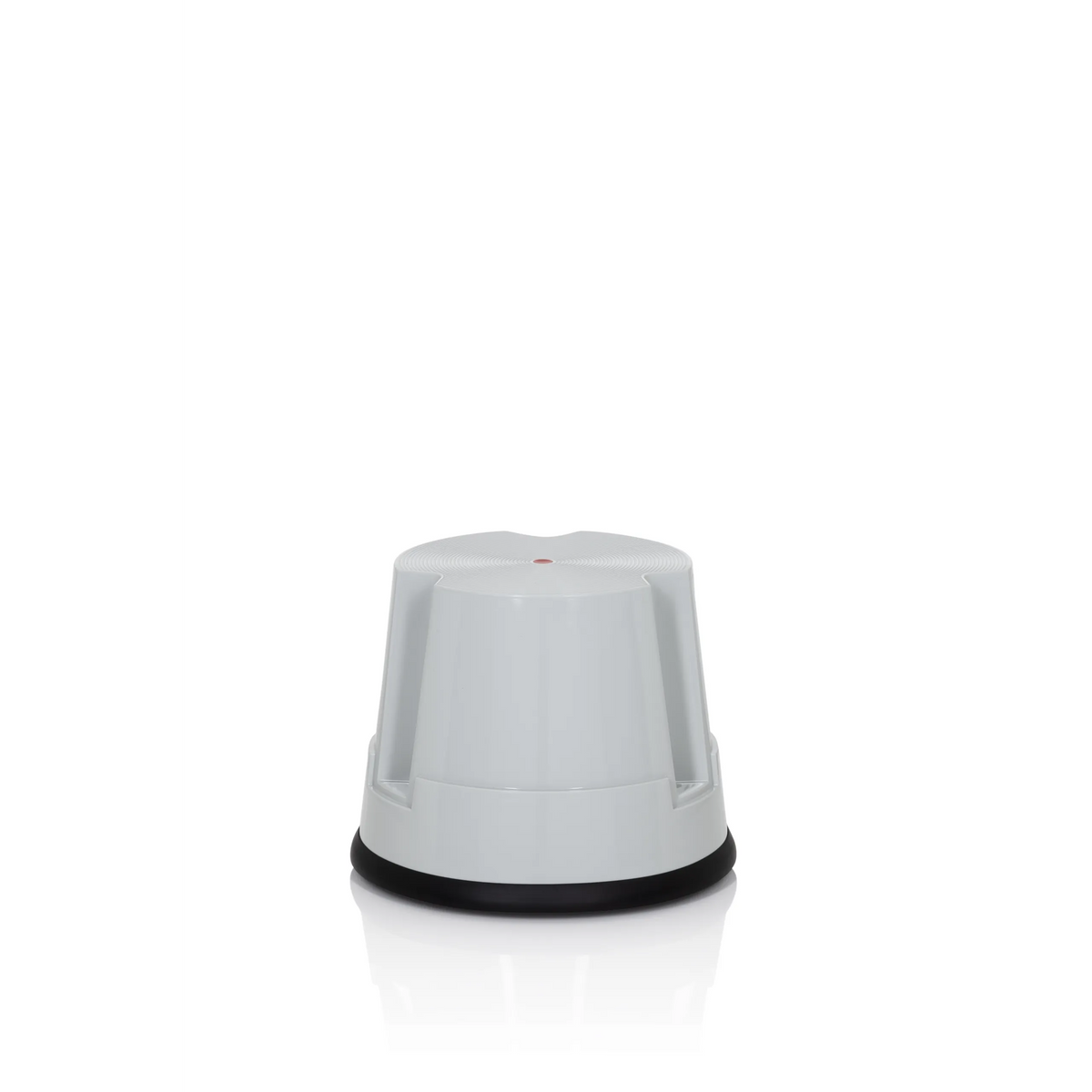 Grauer Tritthocker TIO-S mit rutschfestem schwarzen Bodenring von hjh OFFICE – 360-Grad-Ansicht (schräge Frontansicht 60°)
