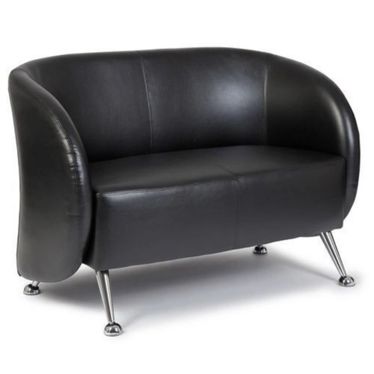 Schwarzes Loungesofa ST. LUCIA als Zwei-Sitzer mit glänzenden Metallfüßen von hjh OFFICE