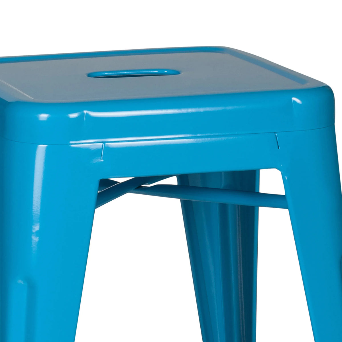 Sitzfläche und oberes Gestell des hellblauen Bistrohockers VANTAGGIO von hjh OFFICE