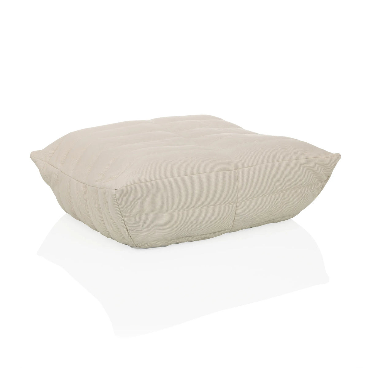 Beiger Sitzsack Sitzolo Podi mit geripptem Stoffbezug von hjh LIVING – 360-Grad-Ansicht (schräge Frontansicht 30°)