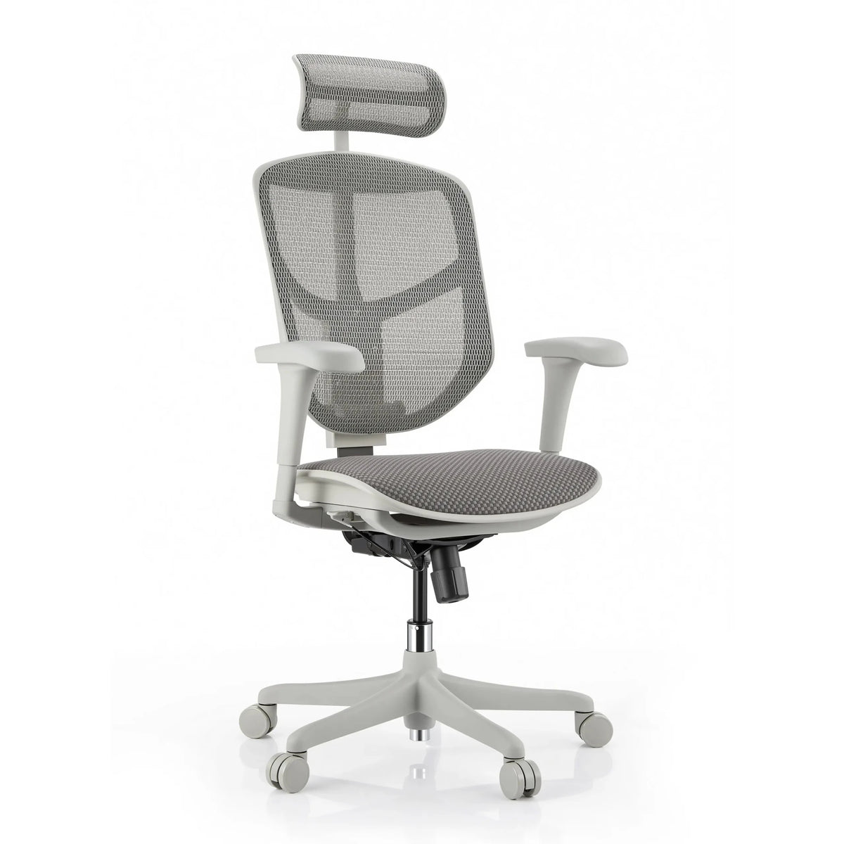 Bürostuhl Enjoy Eco FG in Grau mit Netzbezug, Kopfstütze und Armlehnen von hjh OFFICE