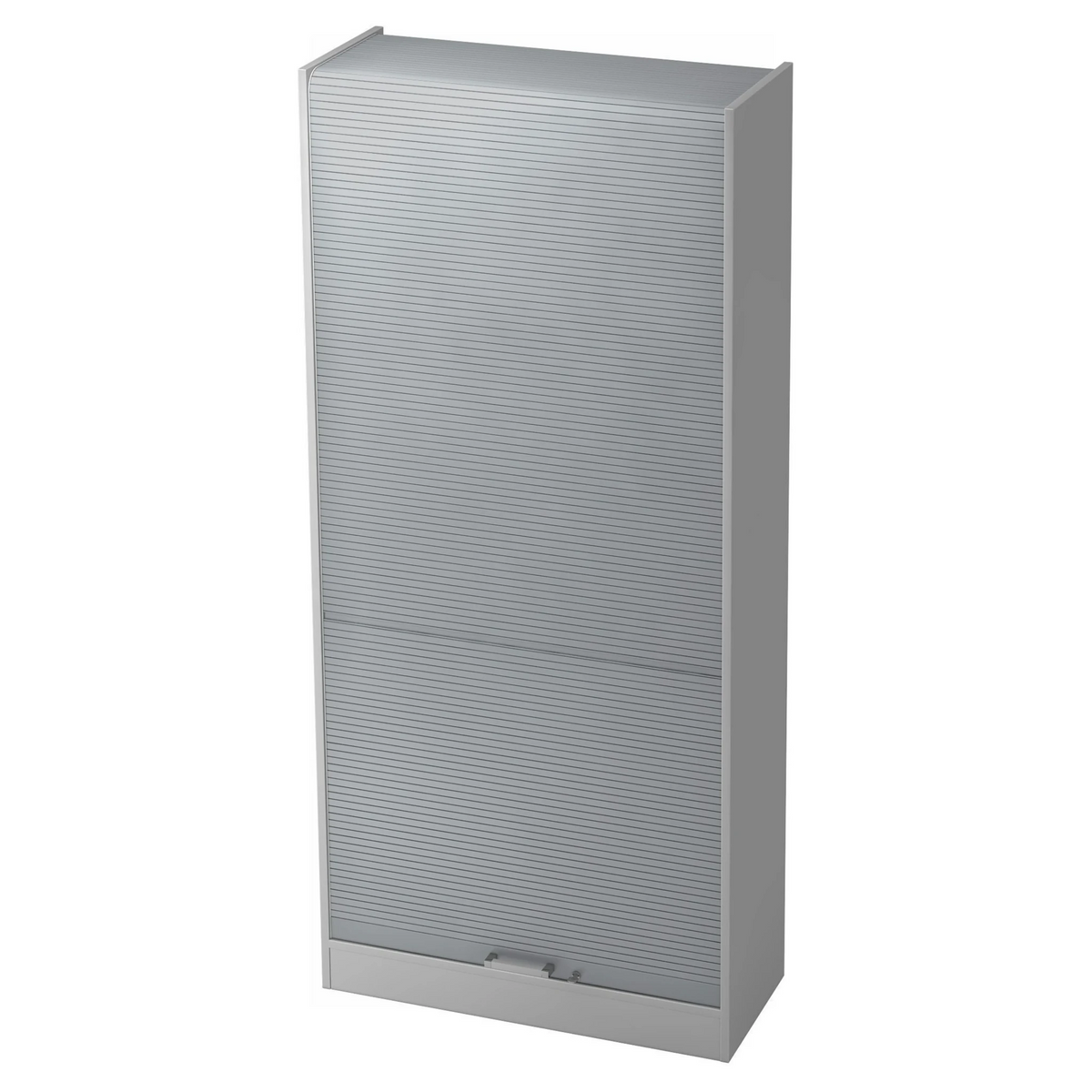 Grauer Aktenschrank SIGNA R 90 aus Metall mit Lamellentüren und Chromgriff von hjh OFFICE PRO