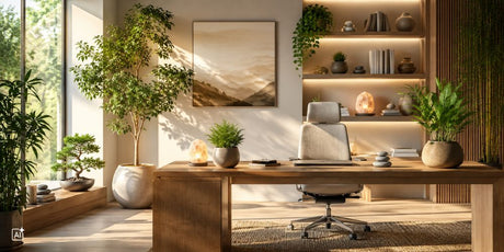 Ein Büro-Arbeitsplatz, der nach Feng Shui eingerichtet ist