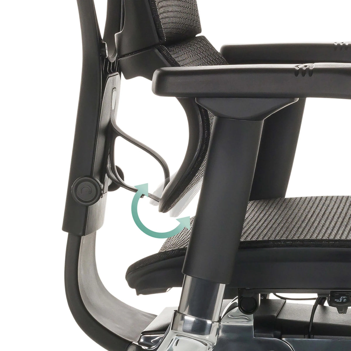 Verstellmechanismus der Armlehne des Luxus-Chefsessels ERGOHUMAN SLIM GEN2 in Schwarz von hjh OFFICE