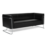 Schwarzes Loungesofa CURACAO als Drei-Sitzer mit Chromgestell von hjh OFFICE – 360-Grad-Ansicht (Rückenansicht 180°)