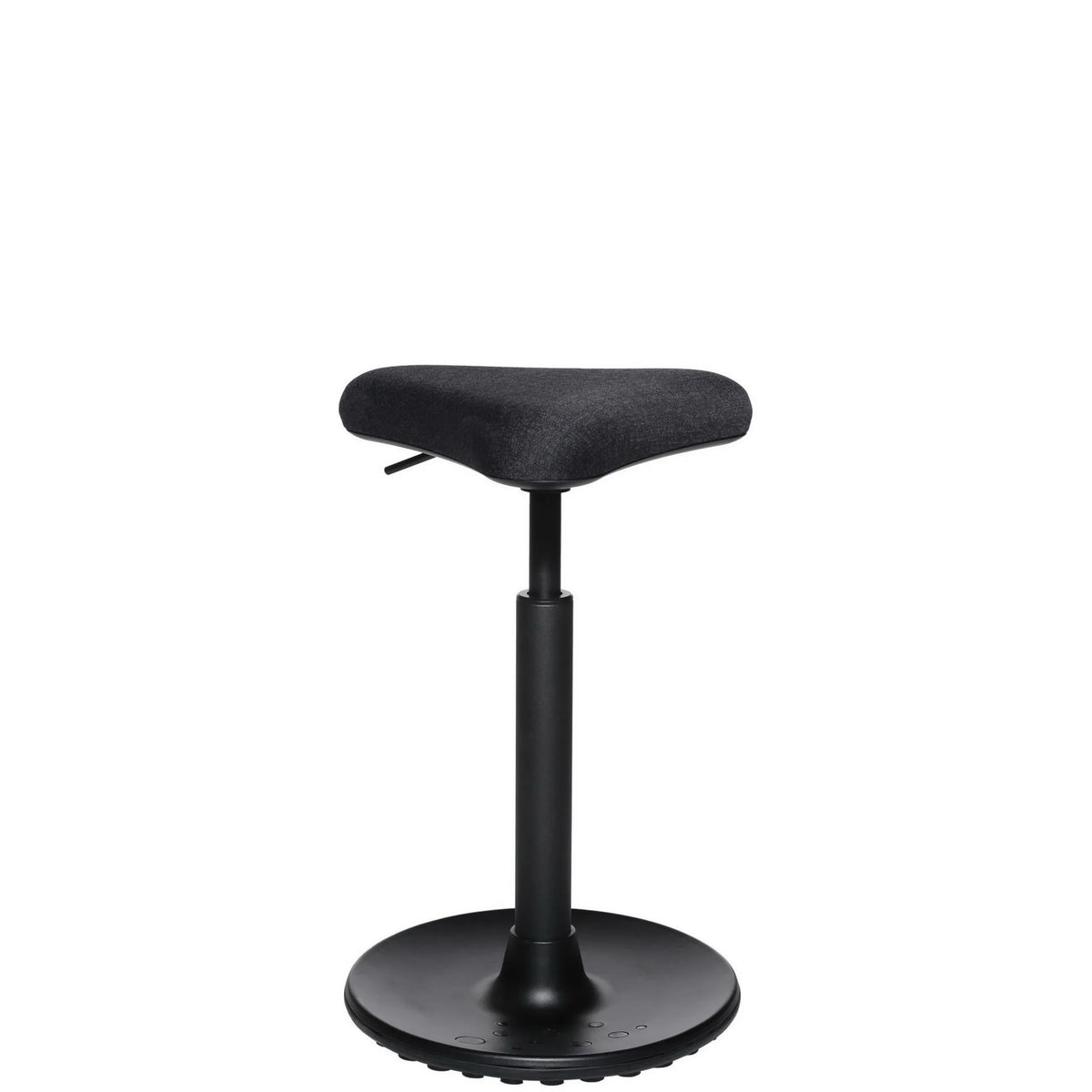 Schwarze Stehhilfe HJH SITNESS HIGH 10 mit gepolsterter Sitzfläche und rundem Standfuß von Topstar – 360-Grad-Ansicht (Frontansicht 0°)