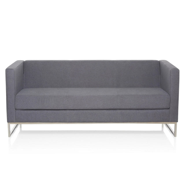 Dunkelgraues Loungesofa BARBADOS als Drei-Sitzer mit schlankem Metallgestell von hjh OFFICE