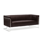 Braunes Loungesofa CURACAO als Drei-Sitzer mit verchromtem Gestell von hjh OFFICE – 360-Grad-Ansicht (Seitenprofil 270°)
