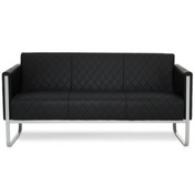 Schwarzes Loungesofa ARUBA STEP als Drei-Sitzer mit Rautensteppung und silbernem Metallgestell von hjh OFFICE