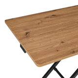 Holzmaserung der Tischplatte in Eiche mit schwarzem Untergestell des Tisches Worktime Lift von hjh OFFICE