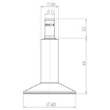 Technische Zeichnung des Stuhlgleiters 5 x STAND Nr. 12 mit einem Durchmesser von 60 mm von hjh OFFICE