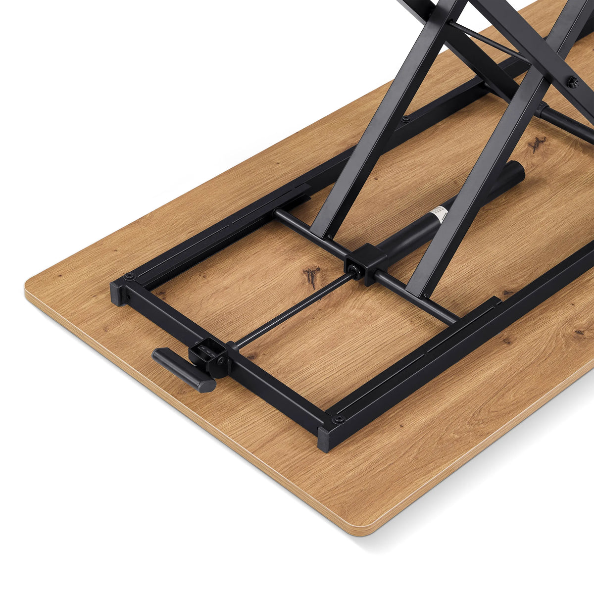Untergestell mit schwarzem Metallrahmen und Holzplatte des Tisches Worktime Lift in Eiche von hjh OFFICE