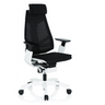 High-End-Bürostuhl GENIDIA PRO WHITE mit schwarzem Netzbezug und weißem Gestell von hjh OFFICE