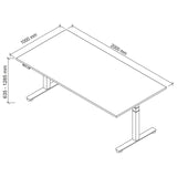 Technische Zeichnung des Schreibtischs XDSM 2E G mit 2000 x 1000 mm von hjh OFFICE PRO