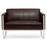 Braunes Loungesofa ARUBA als Zwei-Sitzer mit silbernem Metallgestell von hjh OFFICE