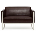 Braunes Loungesofa ARUBA als Zwei-Sitzer mit silbernem Metallgestell von hjh OFFICE