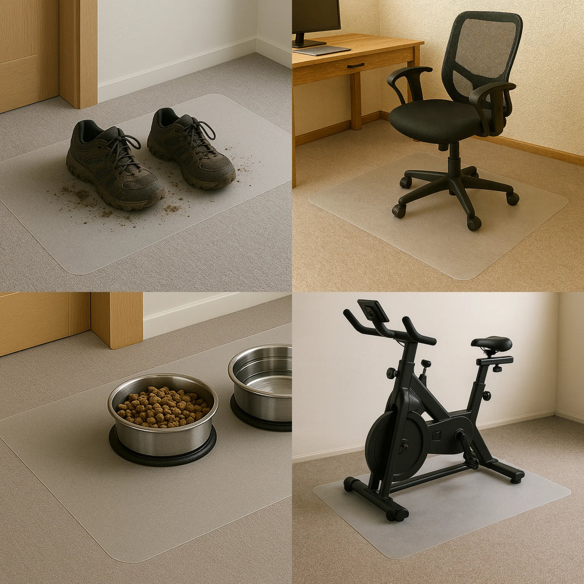 Bodenschutzmatten ULTIMAT aus transparentem Polycarbonat für Teppichböden in verschiedenen Anwendungen von Floortex
