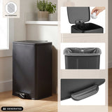 Schwarzer Mülleimer Clean Step 3 mit Fußpedal und Mülltütenhalterung von hjh OFFICE (KI-generiertes Bild)