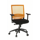 Schwarz-orangefarbener Profi-Bürostuhl PORTO BASE mit Netzrücken und Fußkreuz mit fünf Rollen von hjh OFFICE – 360-Grad-Ansicht (Frontansicht 20°)