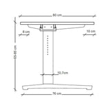 Maßzeichnung des höhenverstellbaren Schreibtischs XTRA XB 16 WC mit einer Breite von 80 cm von hjh OFFICE PRO