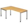 L-förmiger Schreibtisch JAVA 82 S in Buche-Optik mit silbernen Metallbeinen von hjh OFFICE PRO