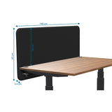Maßzeichnung der Trennwand Tystiq mit 140 × 65 cm in Graphit/Schwarz von Ergostock