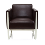 Brauner Polstersessel ARUBA mit Lederbezug und weißem Metallgestell von hjh OFFICE