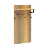 Wandgarderobe LINNO SPACE in Eiche-Optik mit schwarzer Ablage und sechs Haken von hjh LIVING