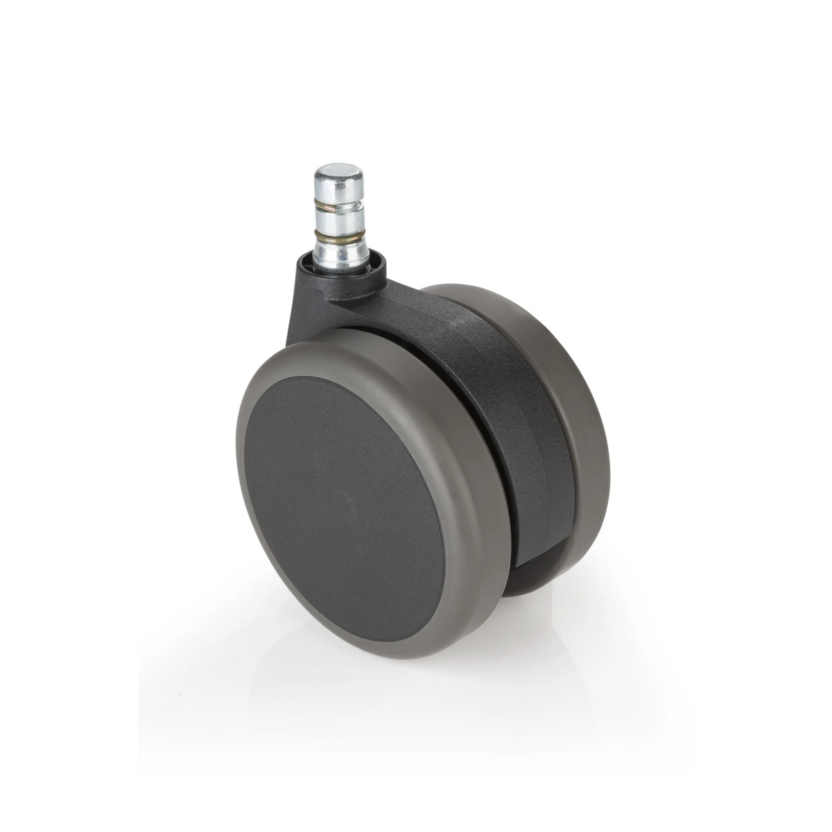 Schwarze Stuhlrolle 5x ROLO No-Noise 11mm/75mm für Hartböden mit silberfarbenem Metallstift von hjh OFFICE – 360-Grad-Ansicht (Rückenansicht 180°)