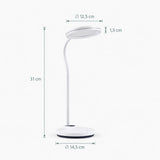 Maßzeichnung der Schreibtischlampe Lumanova D5 mit einer Höhe von 31 cm und einem Fußdurchmesser von 14,5 cm von hjh OFFICE
