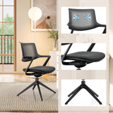 Besucherstuhl FLEX CHAIR V in Schwarz mit Netzrückenlehne, Sitzfläche und viersternförmigem Fußkreuz von Bosen Europe
