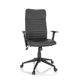 Schwarzer Homeoffice-Bürostuhl ARTON 30 mit gesteppter Polsterung und Fußkreuz mit fünf Rollen von hjh OFFICE – 360-Grad-Ansicht (Frontansicht 20°)