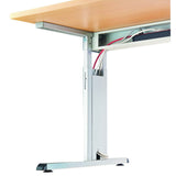 Höhenverstellbares Gestell in Weiß mit Ahornholzplatte des Schreibtisches MEGA 82 W von hjh OFFICE PRO
