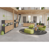 Regalsystem FlexWall mit Türenpaar in Asteiche und anthrazitfarbenem Korpus von hjh OFFICE PRO