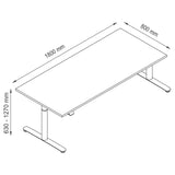 Technische Zeichnung des Schreibtischs XDLR 19 S mit 180 x 80 cm von hjh OFFICE PRO