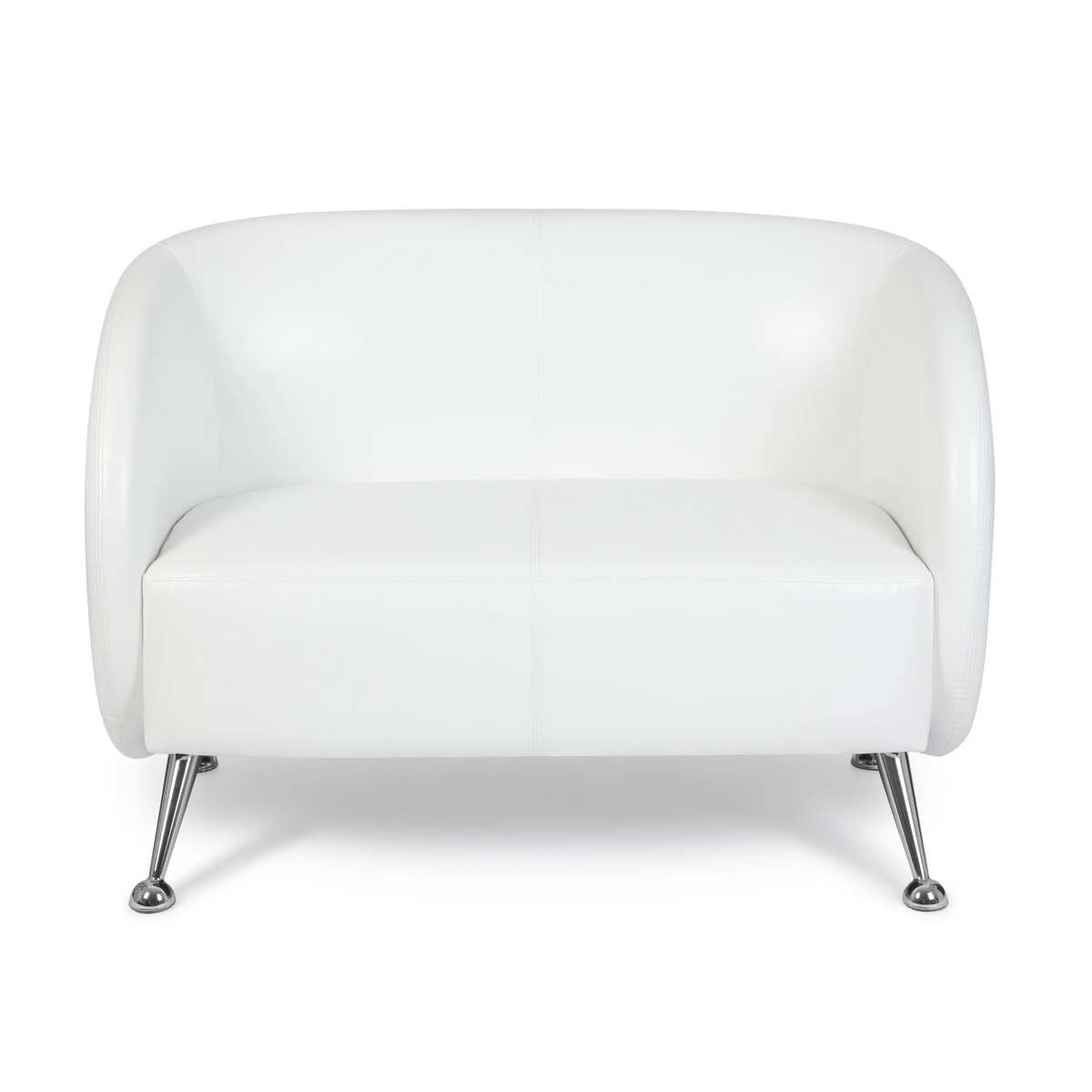 Weißes Loungesofa ST. LUCIA als Zweisitzer mit glänzenden Metallfüßen von hjh OFFICE – 360-Grad-Ansicht (Frontansicht 0°)