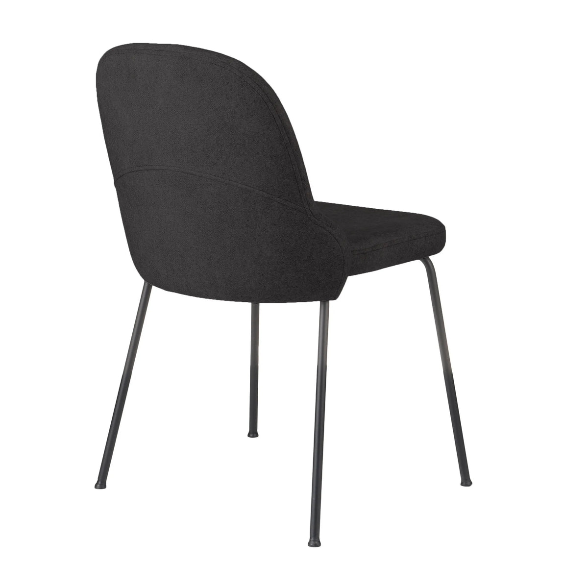 Rückansicht des Vierfußstuhls BELLA BLACK S in Schwarz mit schlanken Metallbeinen von Grospol