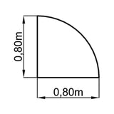 Technische Zeichnung des Eckwinkels LE90 / LE91 mit 0,80 x 0,80 m von hjh OFFICE PRO