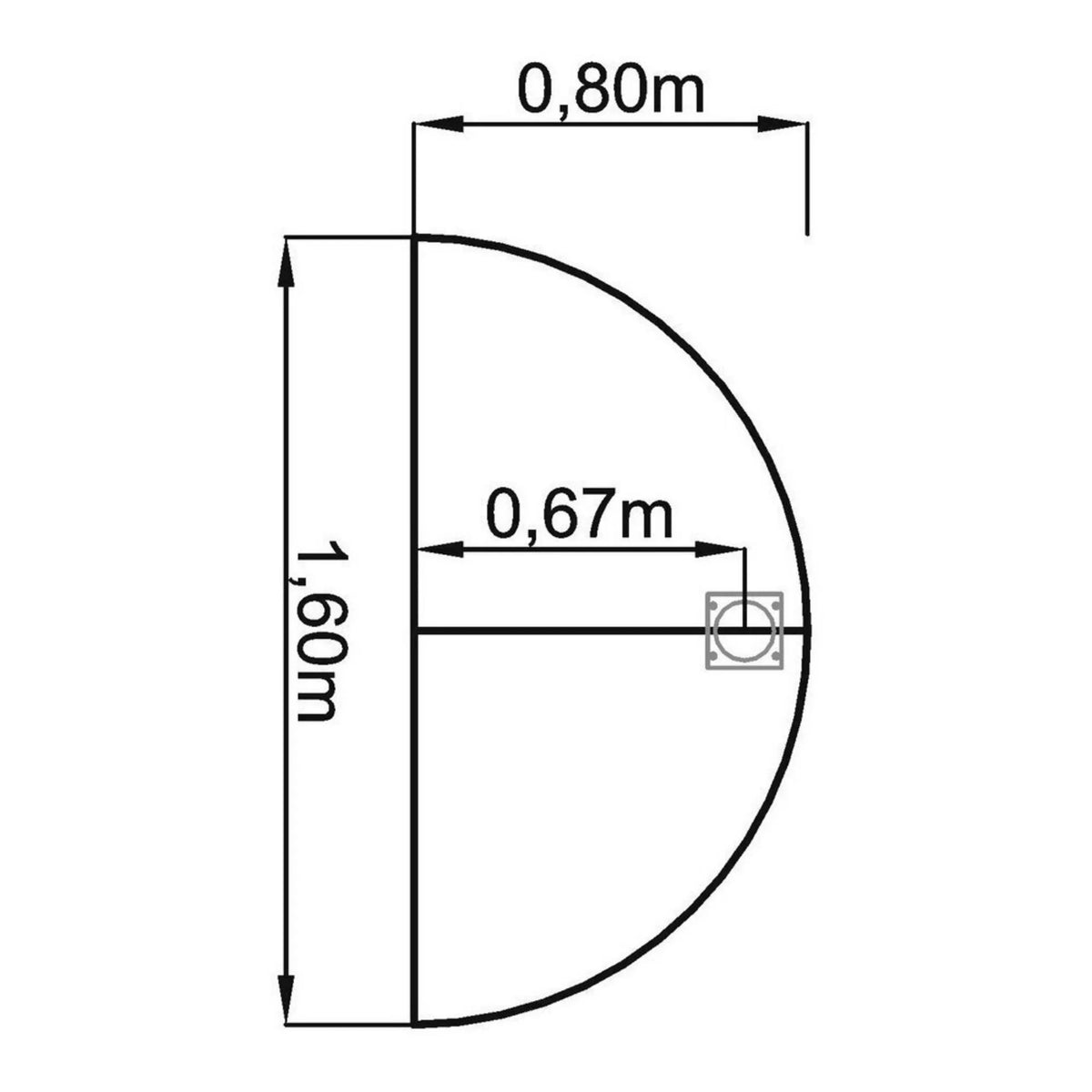 Technische Zeichnung des Ansatztischs LA60 W / LA80 W / LA160 W mit 1,60 x 0,80 m von hjh OFFICE PRO