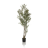 Grüne Kunstpflanze OLIVE I in einem schlichten schwarzen Topf von hjh OFFICE – 360-Grad-Ansicht (Seitenprofil 90°)