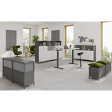 Moderner Büroeinrichtungs-Set FlexWall mit höhenverstellbarem Schreibtisch und Schränken in Graphit von hjh OFFICE PRO