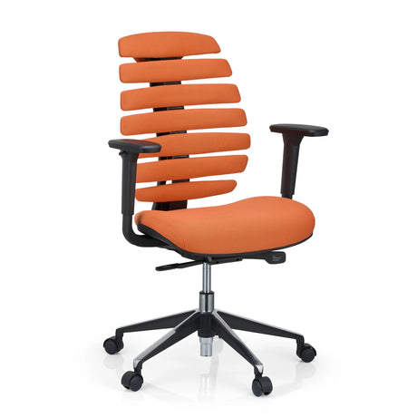 Profi-Bürostuhl ERGO LINE II in Orange mit segmentierter Rückenlehne und schwarzen Armlehnen von hjh OFFICE