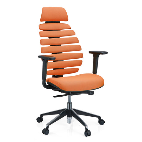 Profi-Bürostuhl ERGO LINE II PRO mit orangefarbenem Stoffbezug und schwarzem Fußkreuz von hjh OFFICE